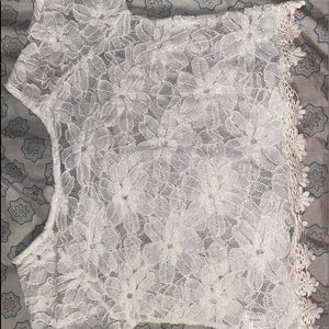 Laced white flowered crop top